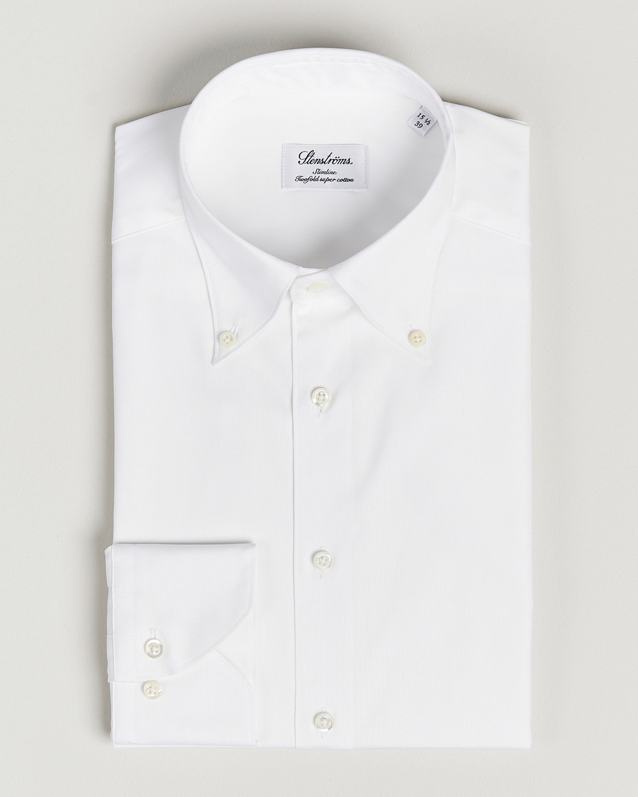 Herr |  | Stenströms | Slimline Pinpoint Oxford Button Down Shirt White
