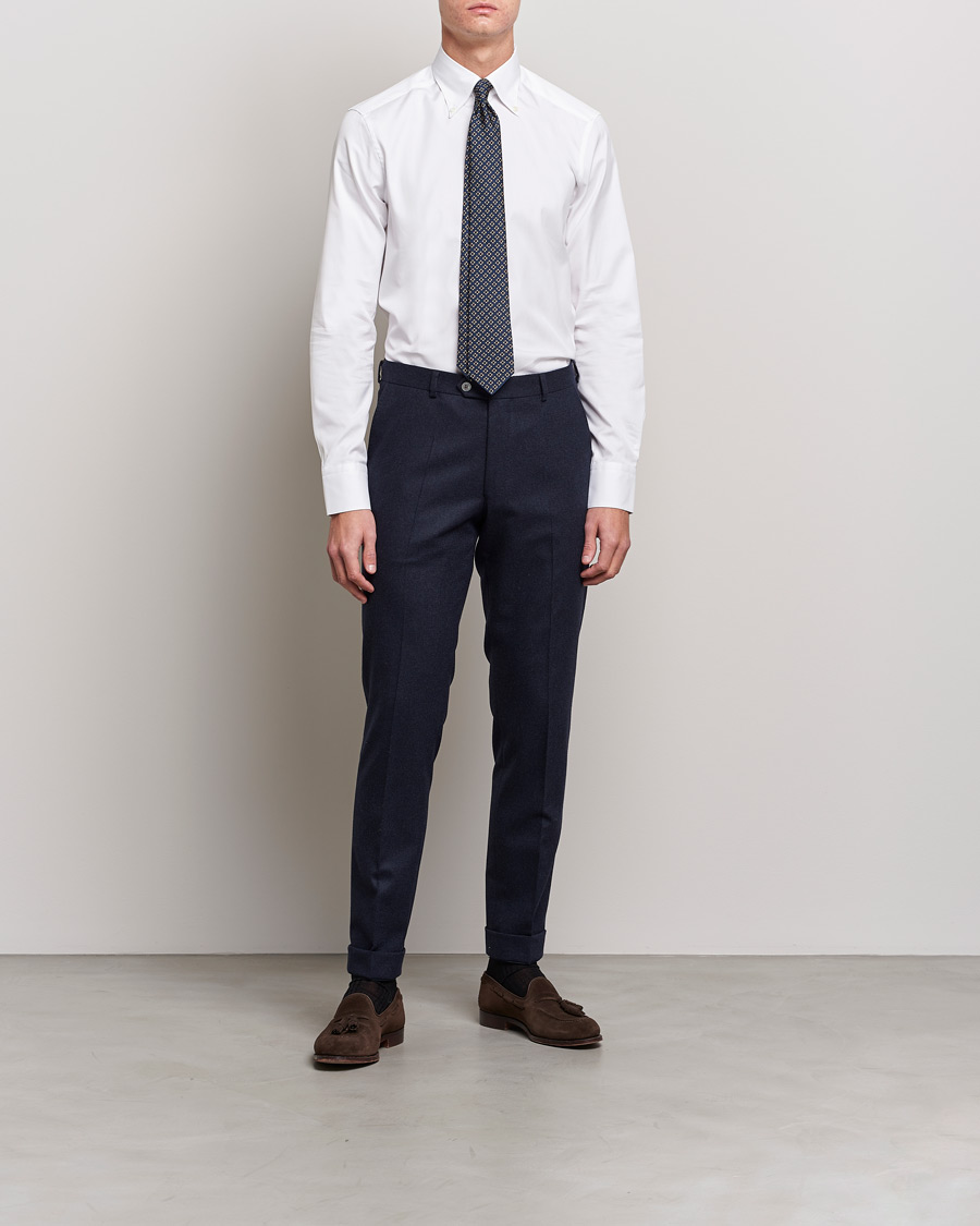 Herr | Skjortor | Stenströms | Slimline Pinpoint Oxford Button Down Shirt White