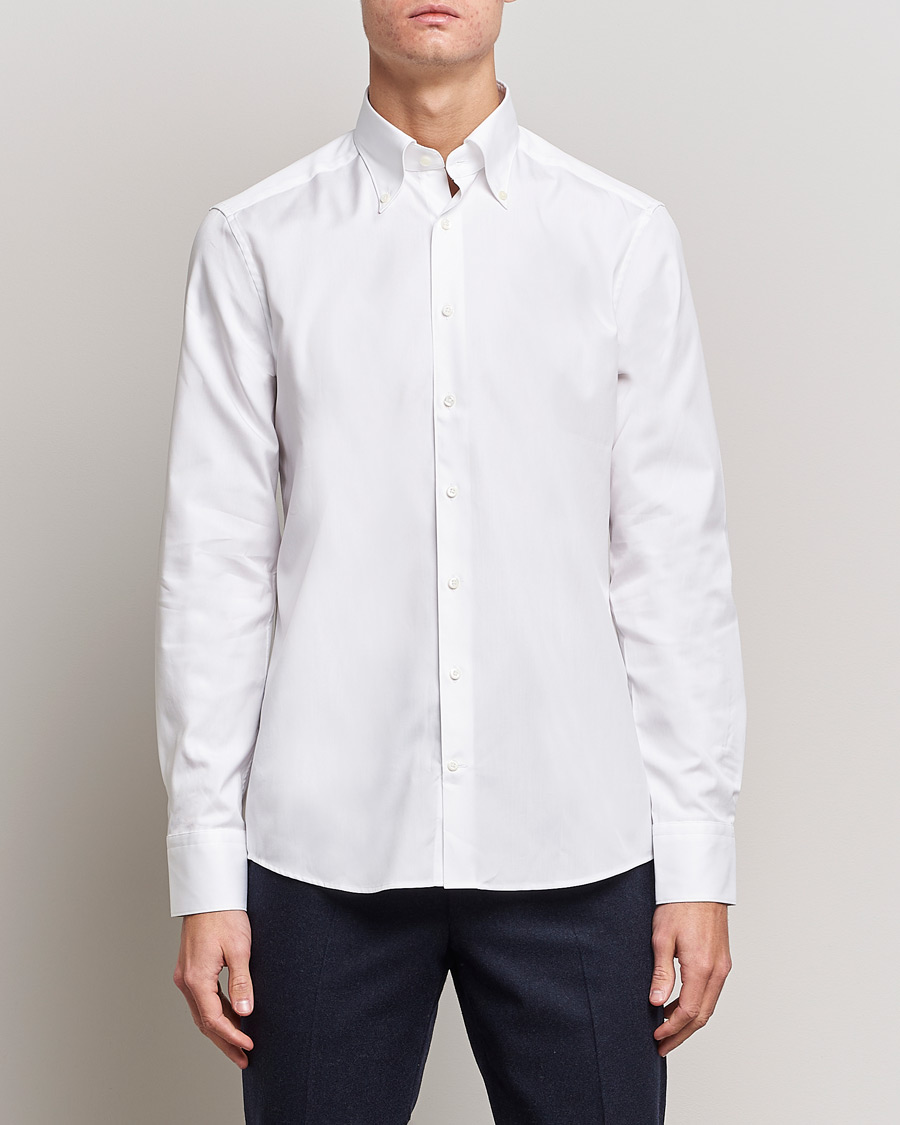 Herr | Stenströms | Stenströms | Slimline Pinpoint Oxford Button Down Shirt White