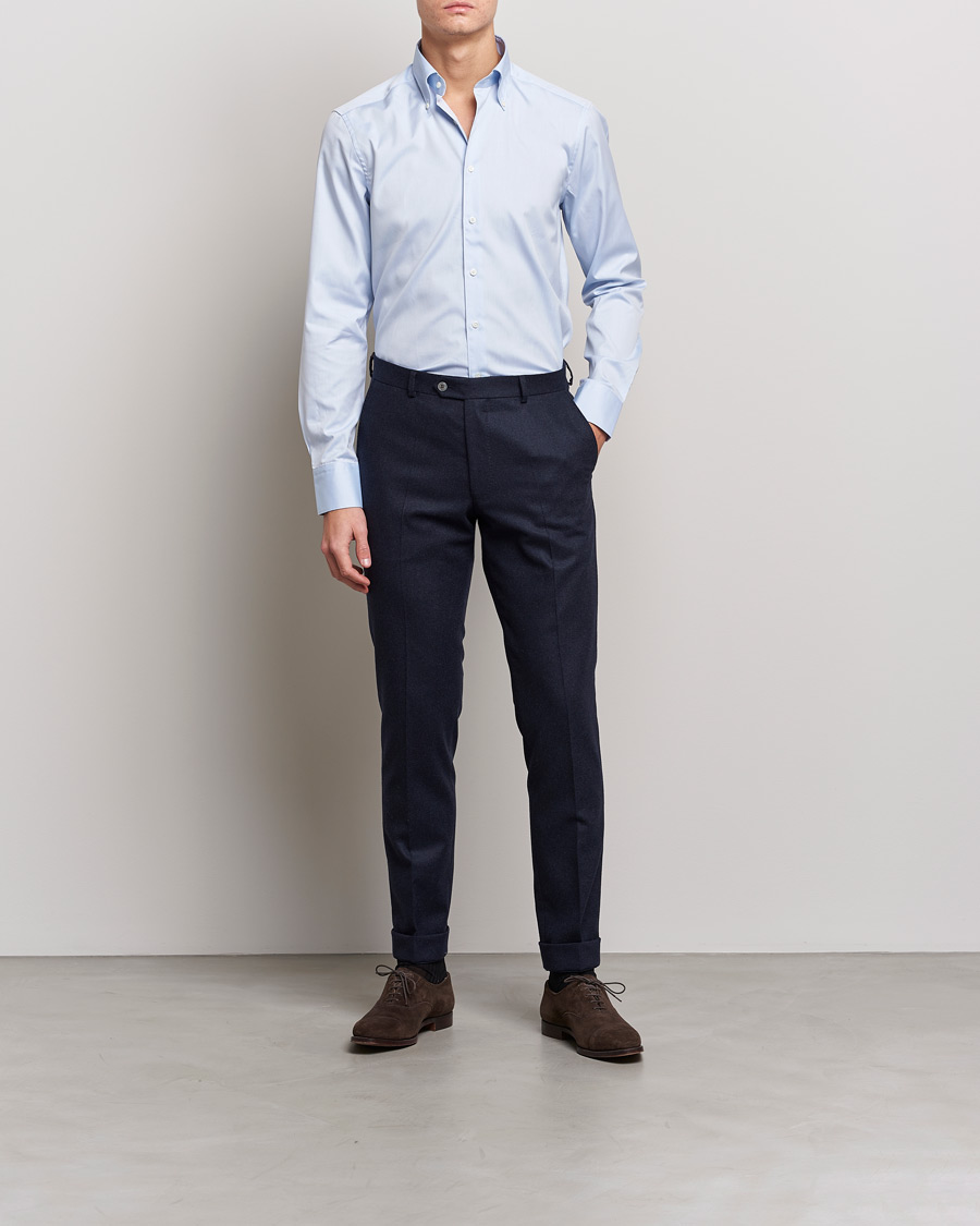 Herr | Formella | Stenströms | Slimline Pinpoint Oxford Button Down Shirt Light Blue