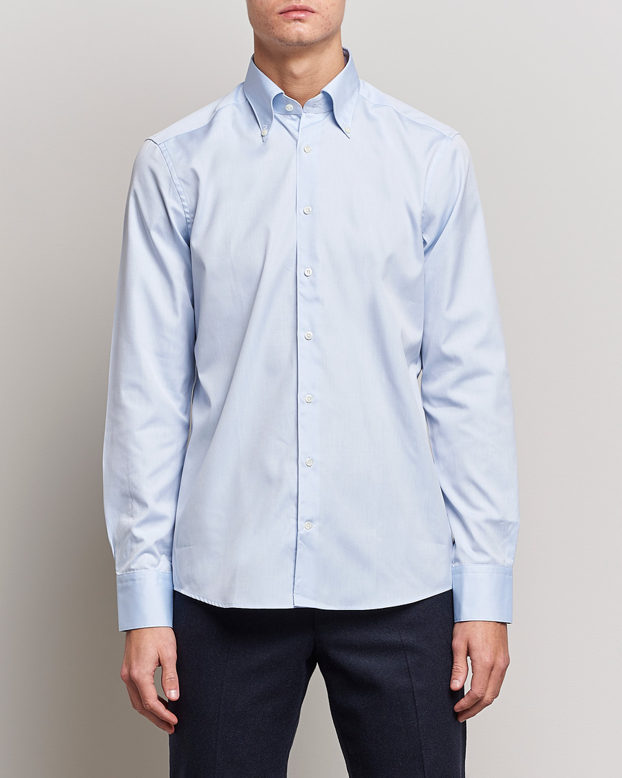 Herr | Formella | Stenströms | Slimline Pinpoint Oxford Button Down Shirt Light Blue