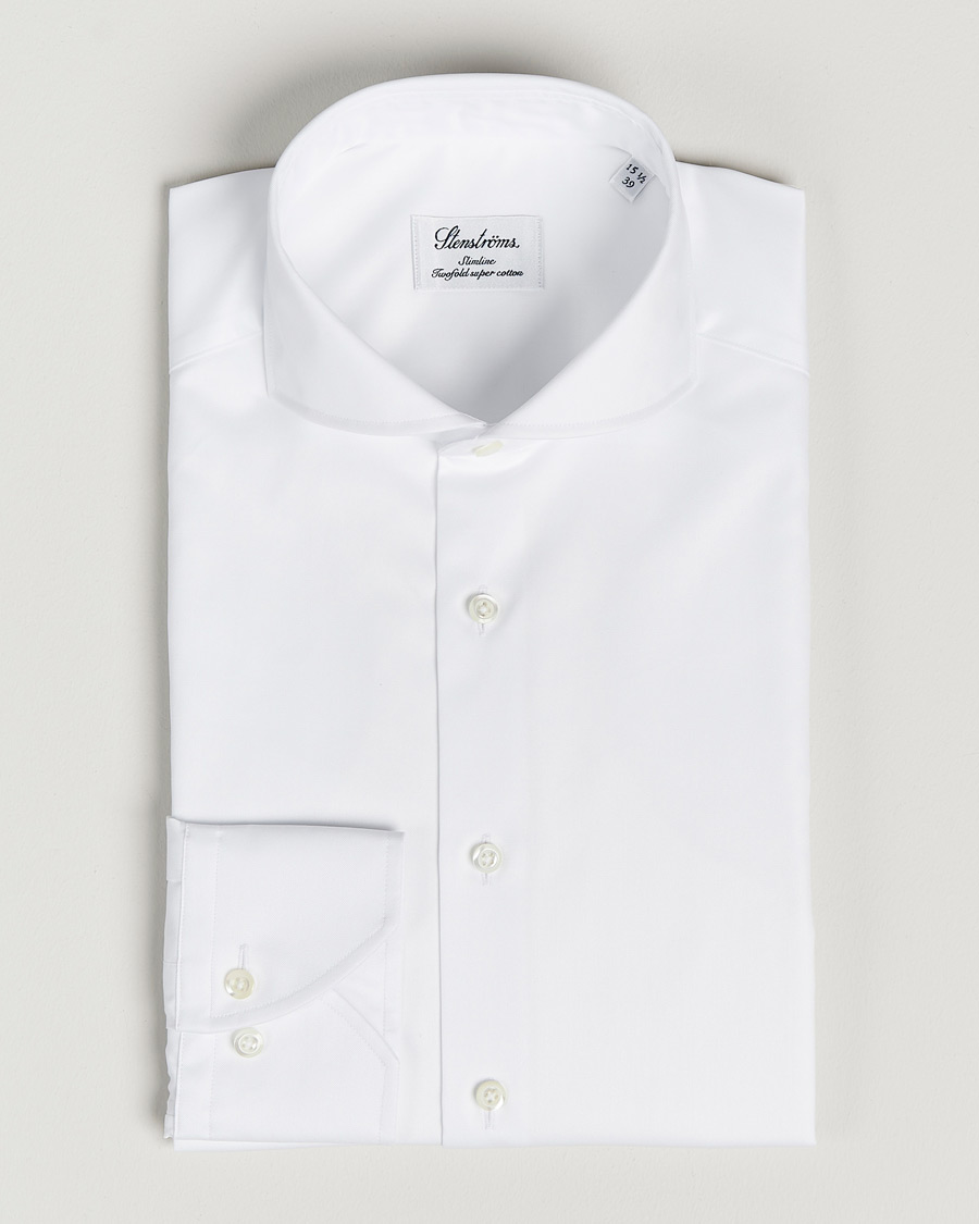 Herr | Skjortor | Stenströms | Slimline Extreme Cut Away Shirt White