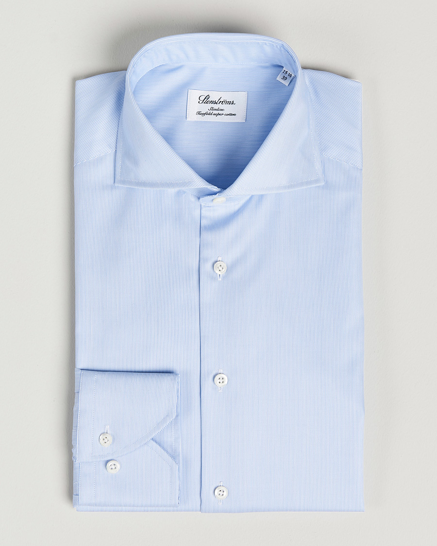 Herr | Skjortor | Stenströms | Slimline Micro Stripe Cut Away Shirt Blue