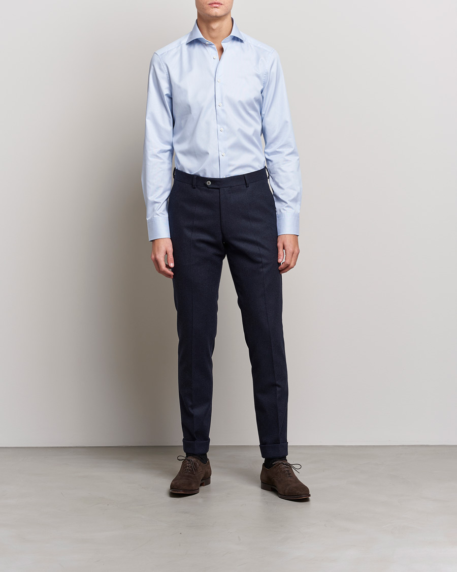 Herr | Skjortor | Stenströms | Slimline Micro Stripe Cut Away Shirt Blue