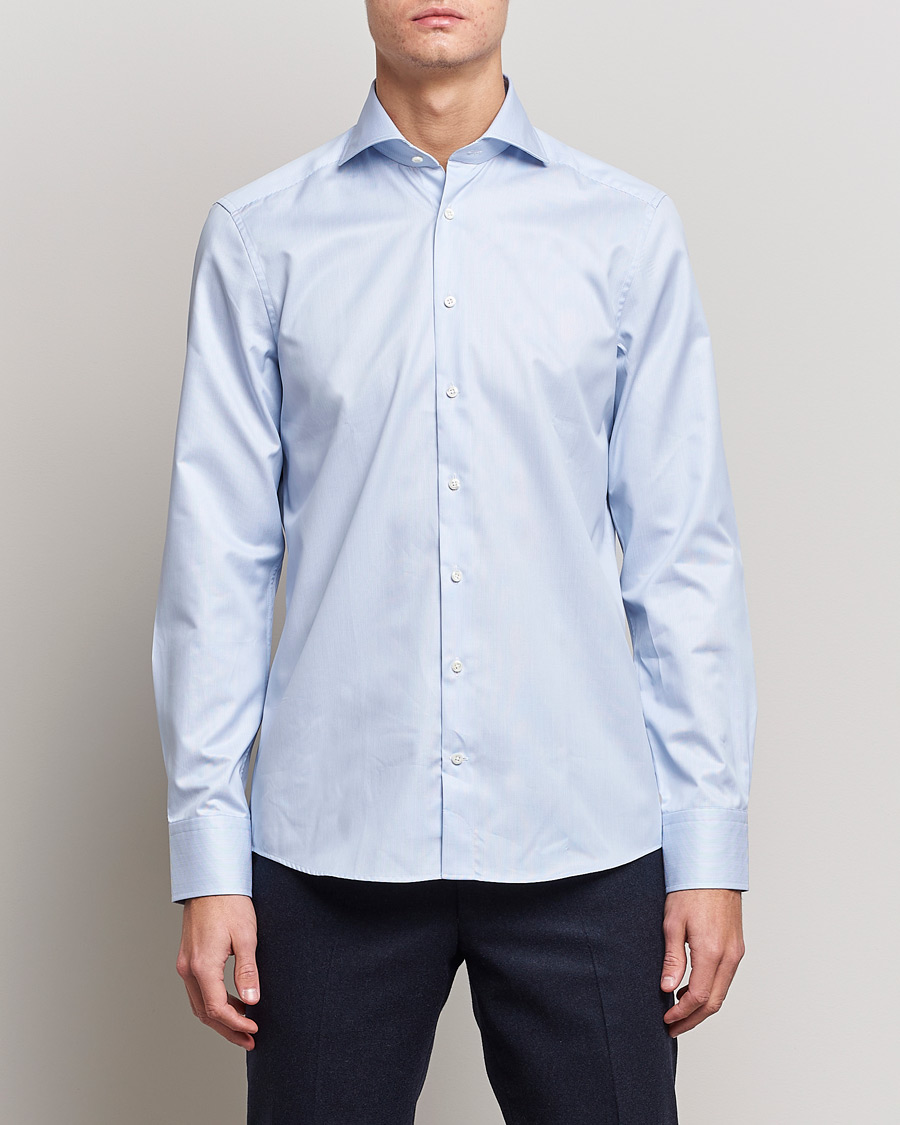 Herr |  | Stenströms | Slimline Micro Stripe Cut Away Shirt Blue