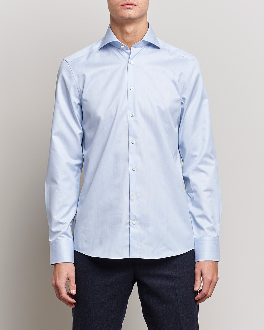 Herr | Skjortor | Stenströms | Slimline Micro Stripe Cut Away Shirt Blue