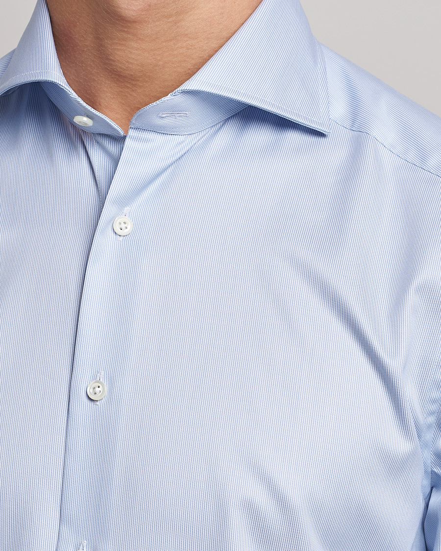 Herr | Skjortor | Stenströms | Slimline Micro Stripe Cut Away Shirt Blue