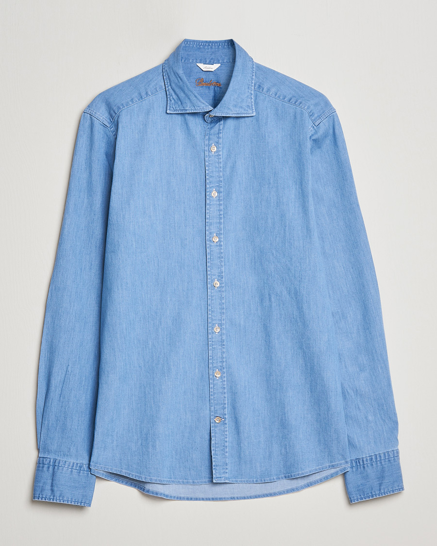Herr | Skjortor | Stenströms | Slimline Garment Washed Shirt Light Denim