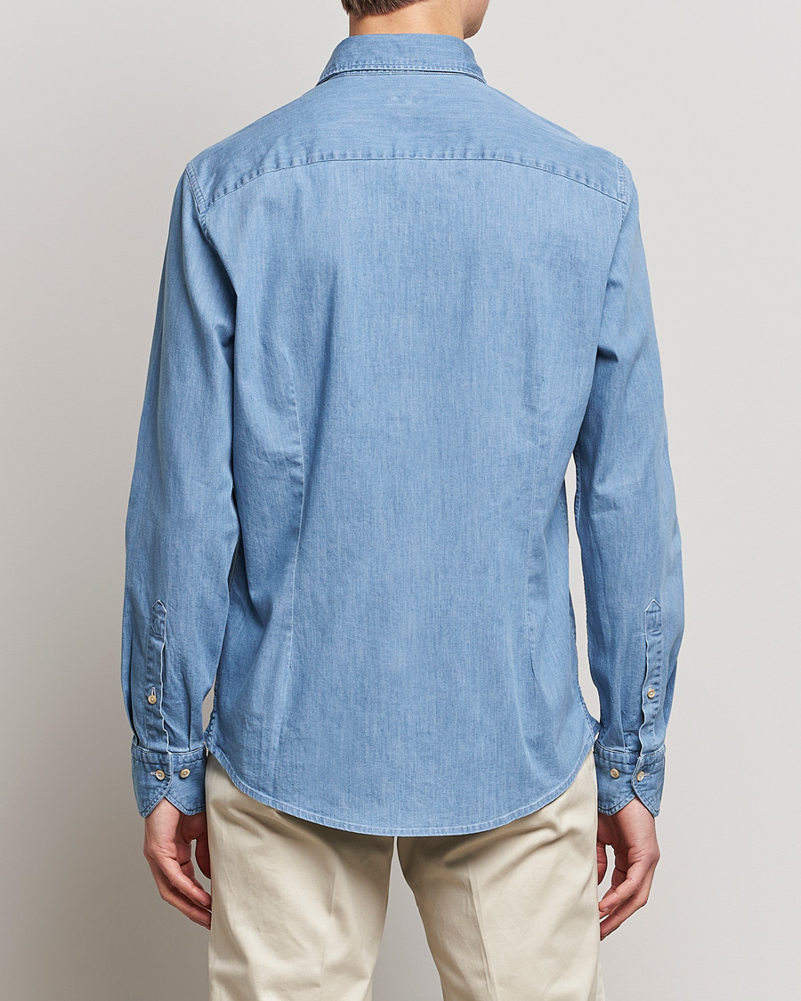 Herr | Skjortor | Stenströms | Slimline Garment Washed Shirt Light Denim