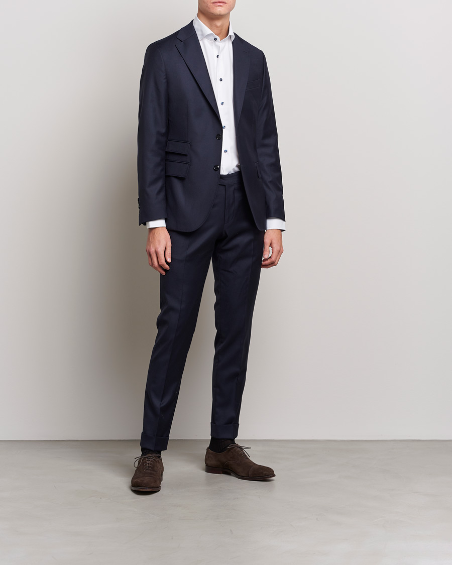 Herr | Skjortor | Stenströms | Slimline Micro Check Contrast Shirt White