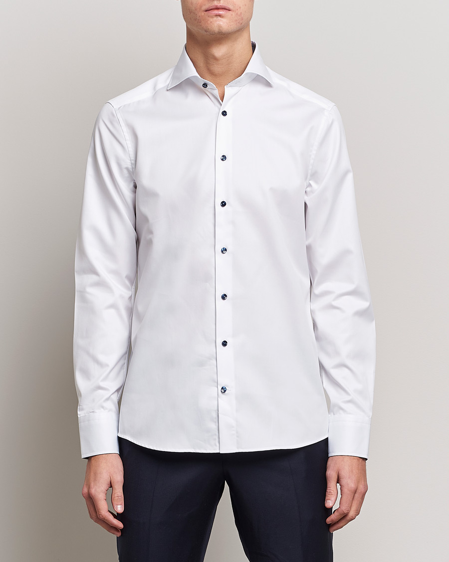 Herr | Mörk kostym | Stenströms | Slimline Micro Check Contrast Shirt White