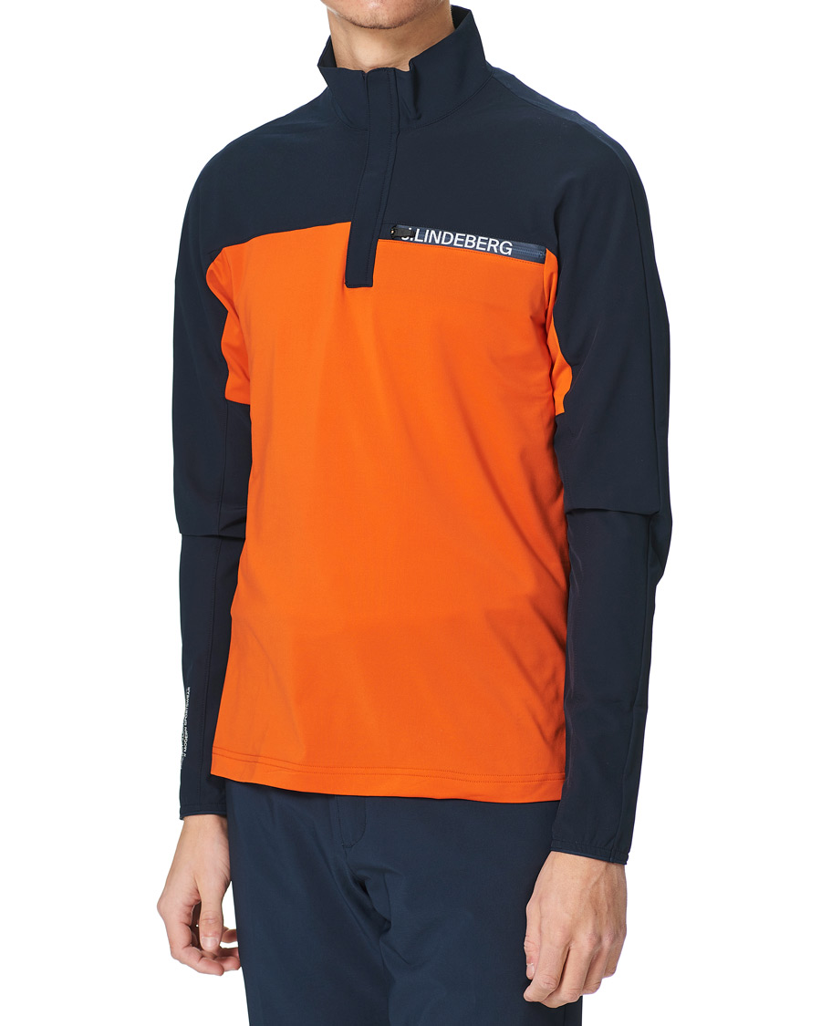 Herr | Tröjor | J.Lindeberg | Noah Mid Layer Jersey Half Zip Tangerine Tango