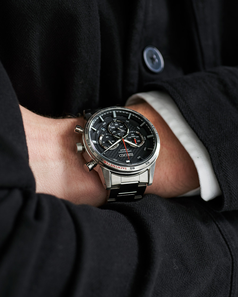 Herr | Seiko Chronograph XL 45mm Steel/Black Dial | Seiko | Chronograph XL 45mm Steel/Black Dial