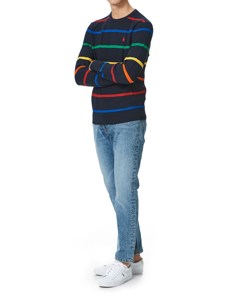 Herr | Tröjor | Polo Ralph Lauren | Pima Cotton Stripe Crew Neck Pullover Navy Multi