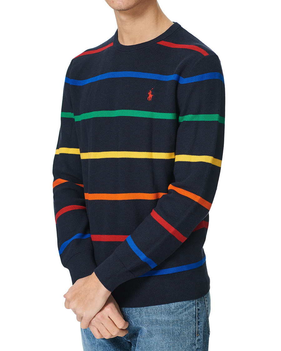 Herr | Tröjor | Polo Ralph Lauren | Pima Cotton Stripe Crew Neck Pullover Navy Multi