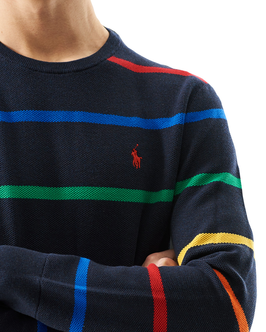 Herr | Tröjor | Polo Ralph Lauren | Pima Cotton Stripe Crew Neck Pullover Navy Multi