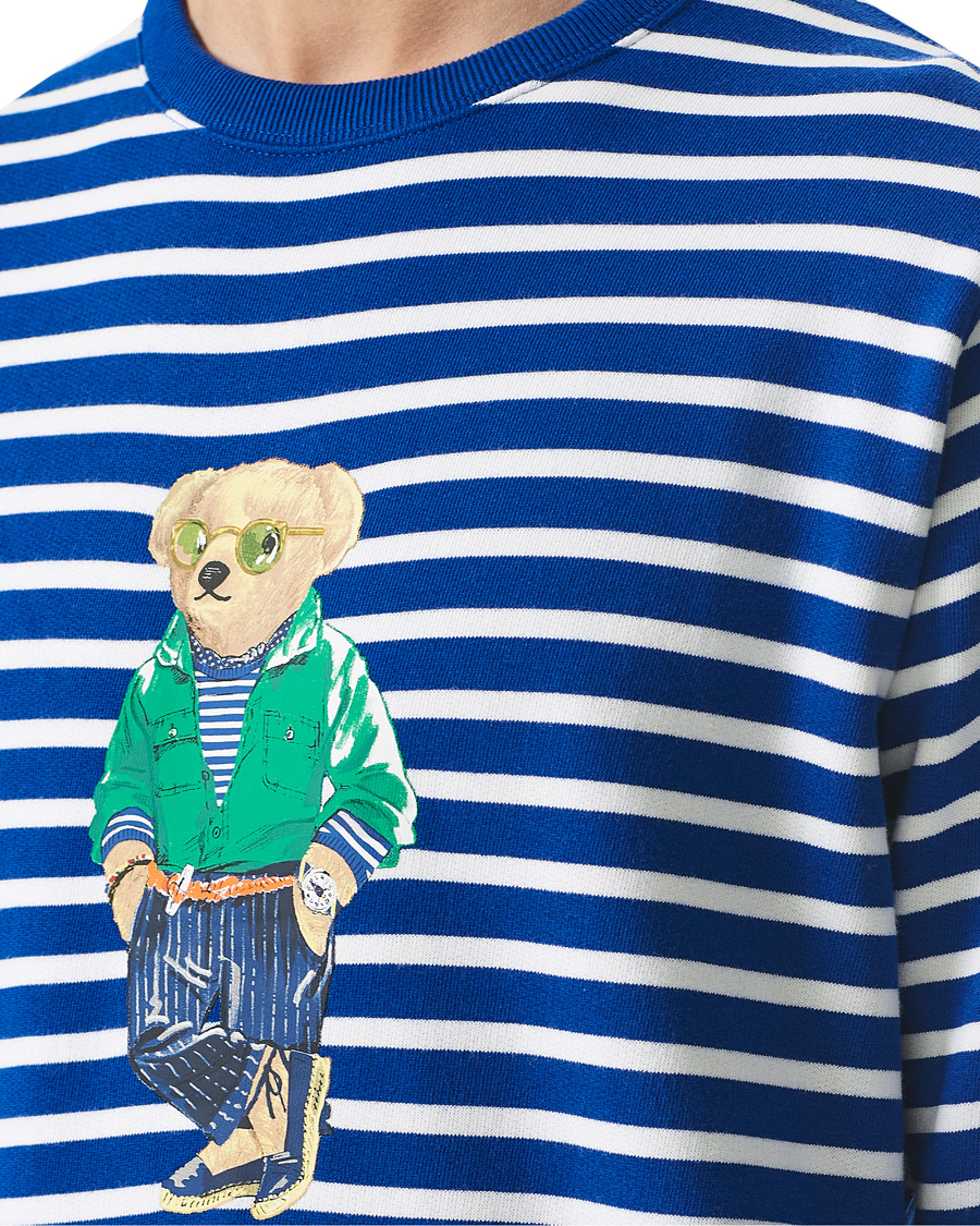 Herr | Tröjor | Polo Ralph Lauren | Fleece Heritage Bear Striped Sweatshirt Blue/White