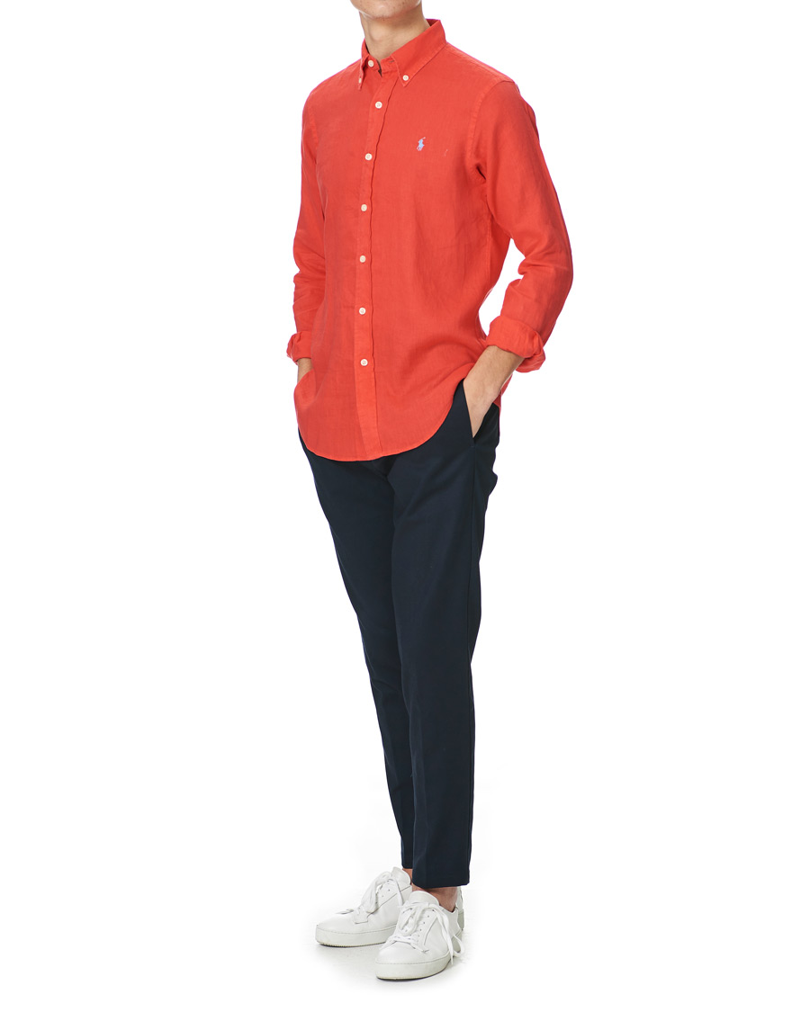 Herr | Skjortor | Polo Ralph Lauren | Custom Fit Linen Button Down Shirt Racing Red