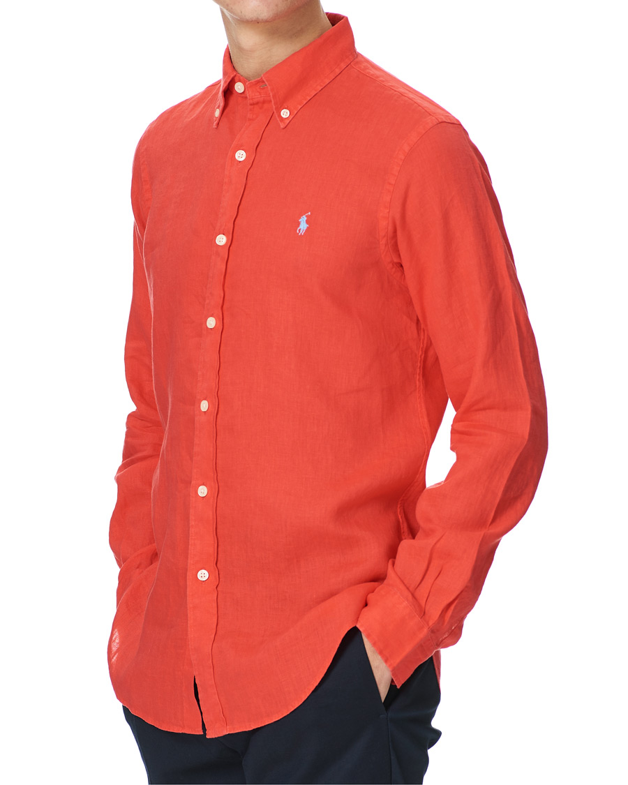 Herr | Skjortor | Polo Ralph Lauren | Custom Fit Linen Button Down Shirt Racing Red