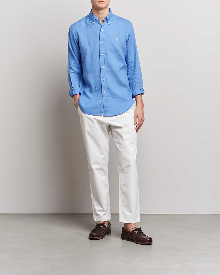 Herr | Skjortor | Polo Ralph Lauren | Custom Fit Linen Button Down Harbor Island Blue