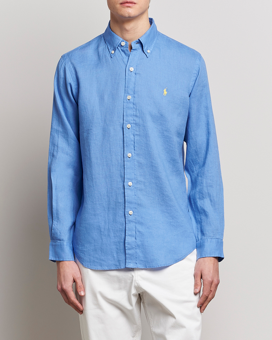 Herr | Linneskjortor | Polo Ralph Lauren | Custom Fit Linen Button Down Harbor Island Blue