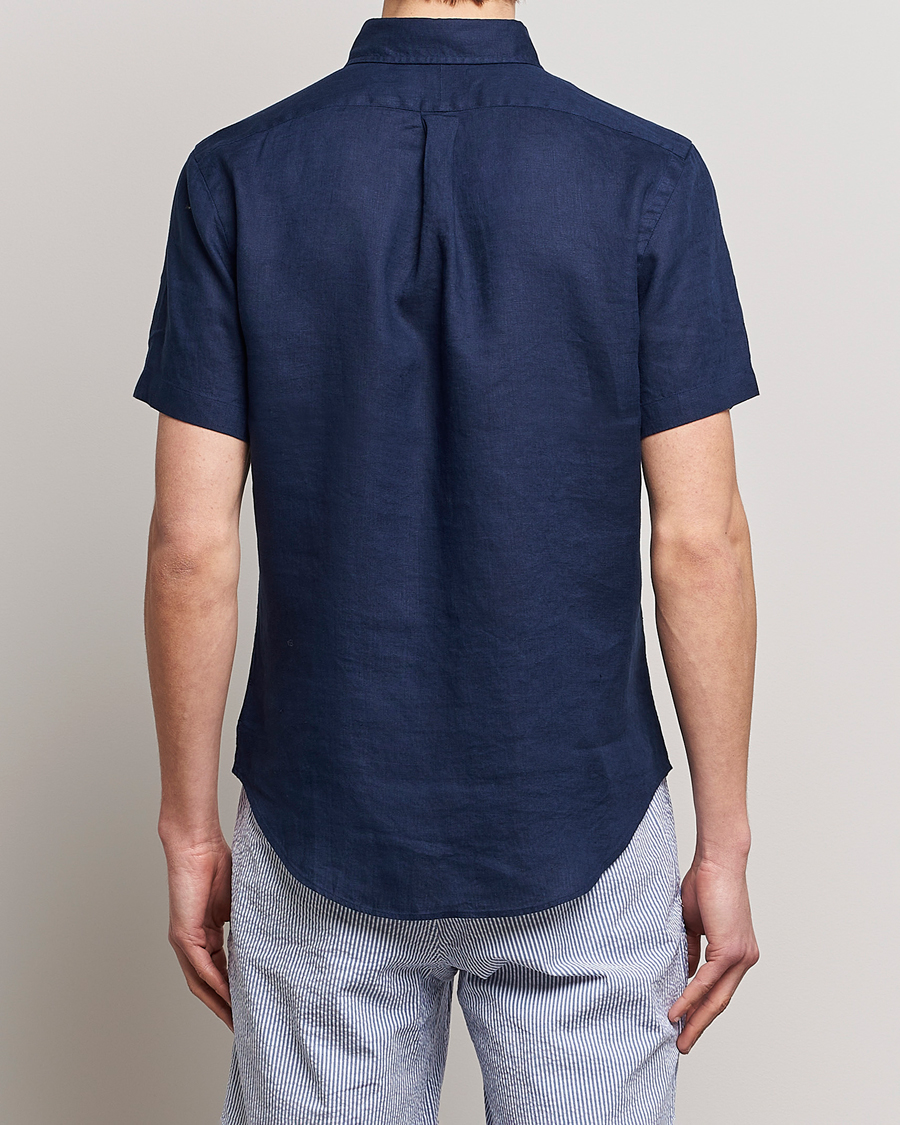 Herr | Skjortor | Polo Ralph Lauren | Slim Fit Linen Short Sleeve Shirt Newport Navy