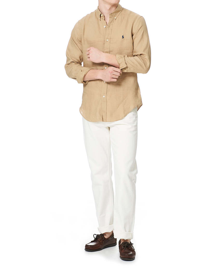 Herr | Skjortor | Polo Ralph Lauren | Slim Fit Linen Button Down Shirt Costal Beige