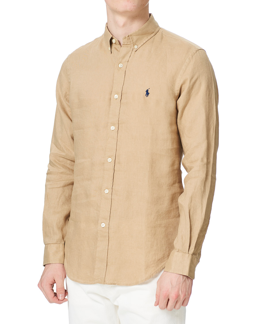 Herr | Skjortor | Polo Ralph Lauren | Slim Fit Linen Button Down Shirt Costal Beige