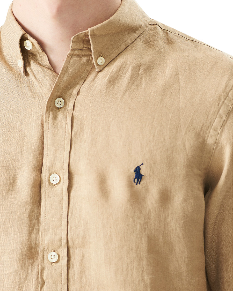 Herr | Skjortor | Polo Ralph Lauren | Slim Fit Linen Button Down Shirt Costal Beige