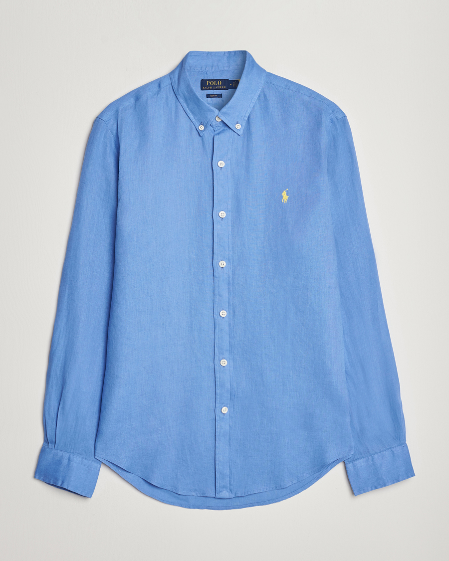 Herr | Skjortor | Polo Ralph Lauren | Slim Fit Linen Button Down Shirt Harbor Island Blue