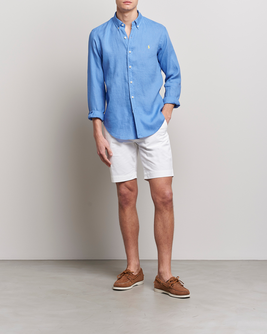 Herr | Skjortor | Polo Ralph Lauren | Slim Fit Linen Button Down Shirt Harbor Island Blue