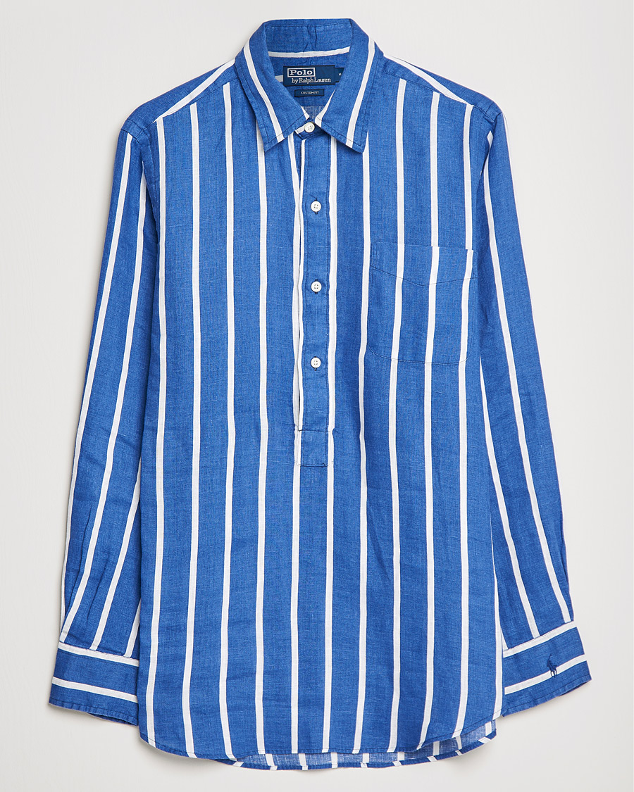 Herr | Skjortor | Polo Ralph Lauren | Linen Striped Popover Shirt Navy/White