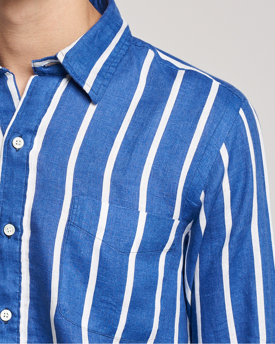 Herr | Skjortor | Polo Ralph Lauren | Linen Striped Popover Shirt Navy/White