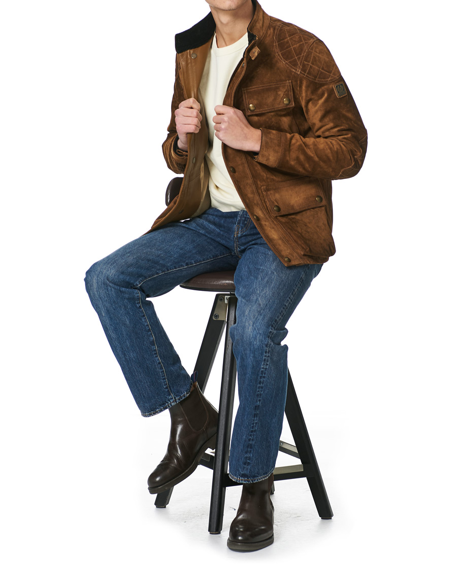 Herr | Jackor | Belstaff | Fieldbrook Suede Jacket Light Camel