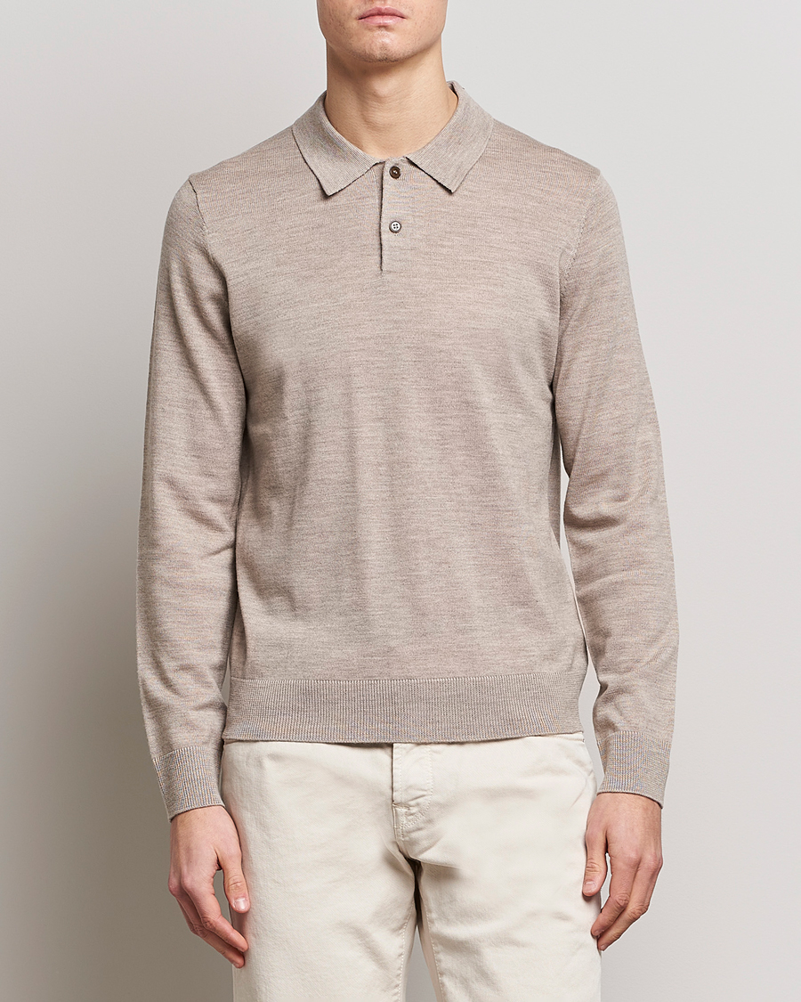 Herre | Klær | Morris | Merino Polo Knit Khaki