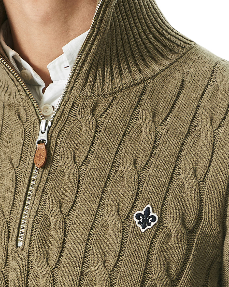 Herr | Tröjor | Morris | Marlebone Cable Half-Zip Green