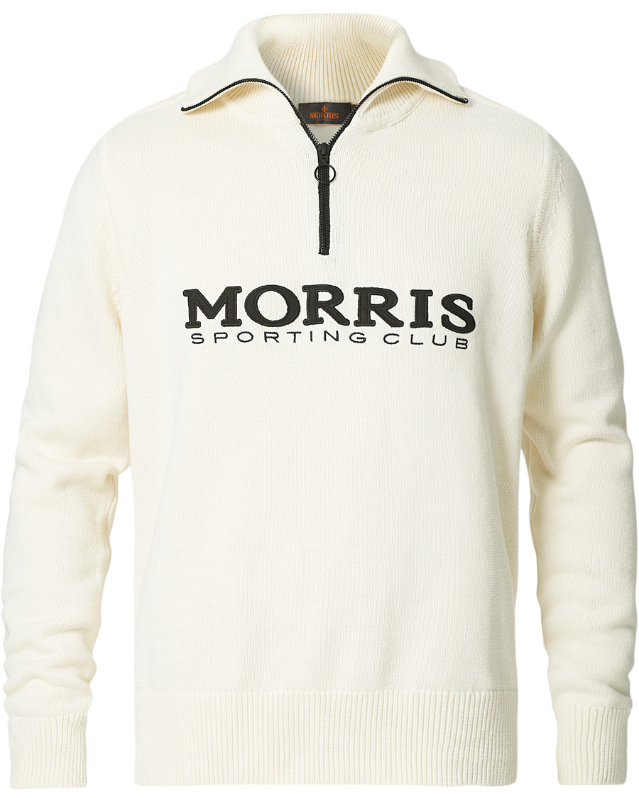 Herr | Tröjor | Morris | Norton Logo Knitted Half-Zip Off White