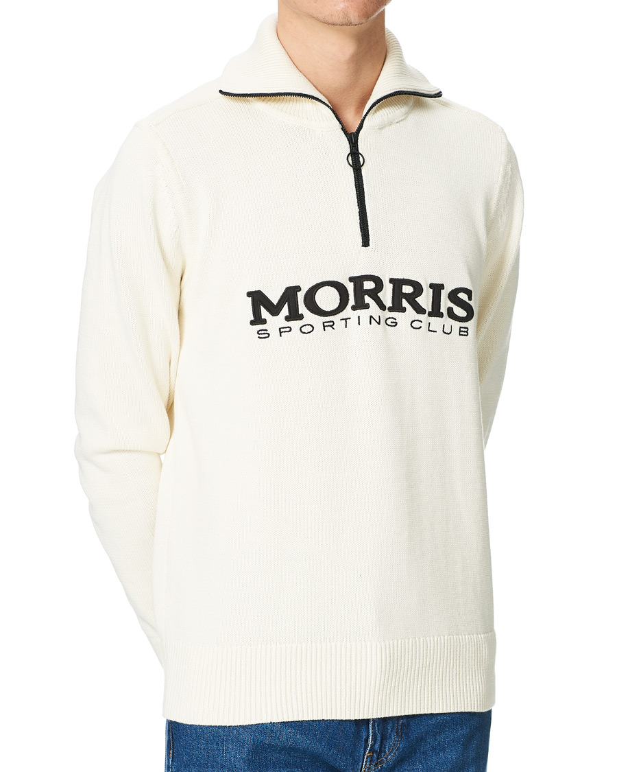 Herr | Tröjor | Morris | Norton Logo Knitted Half-Zip Off White