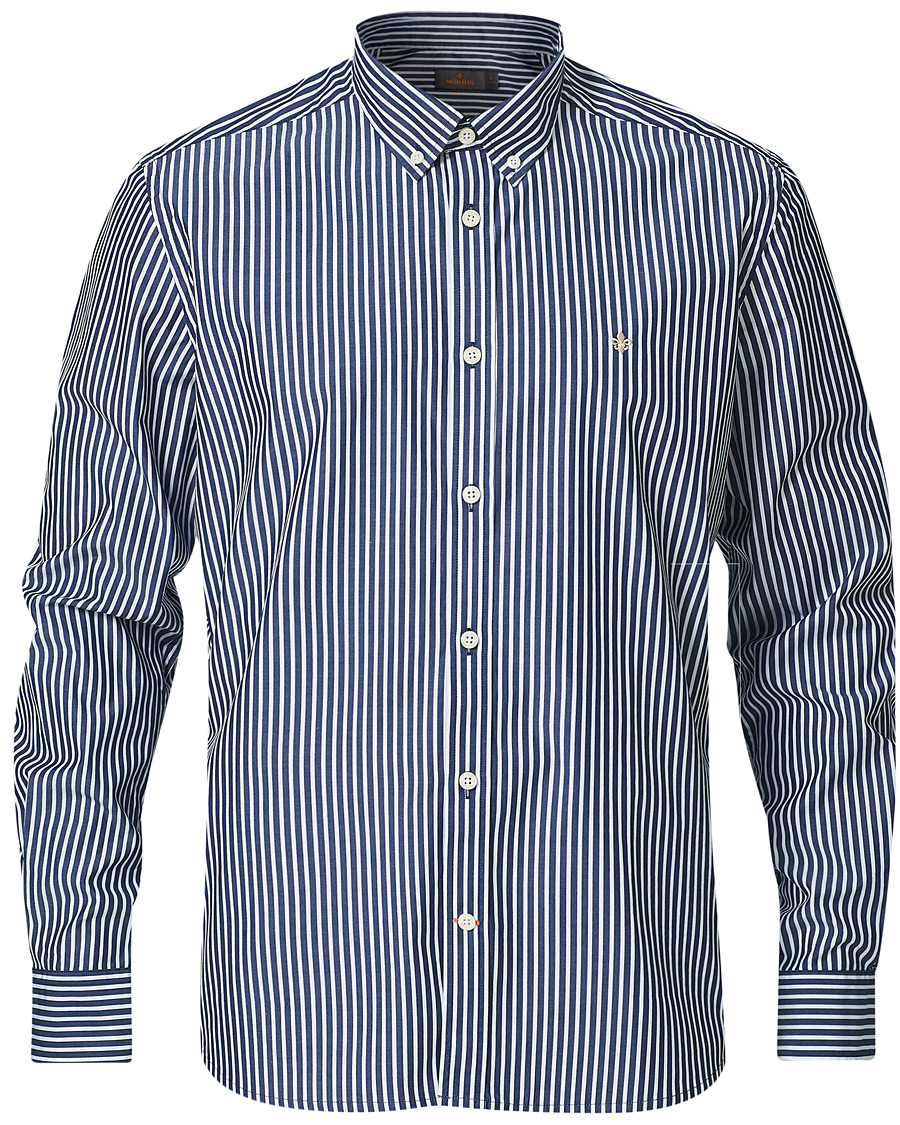 Herr | Skjortor | Morris | Poplin Striped Button Down Shirt White/Navy