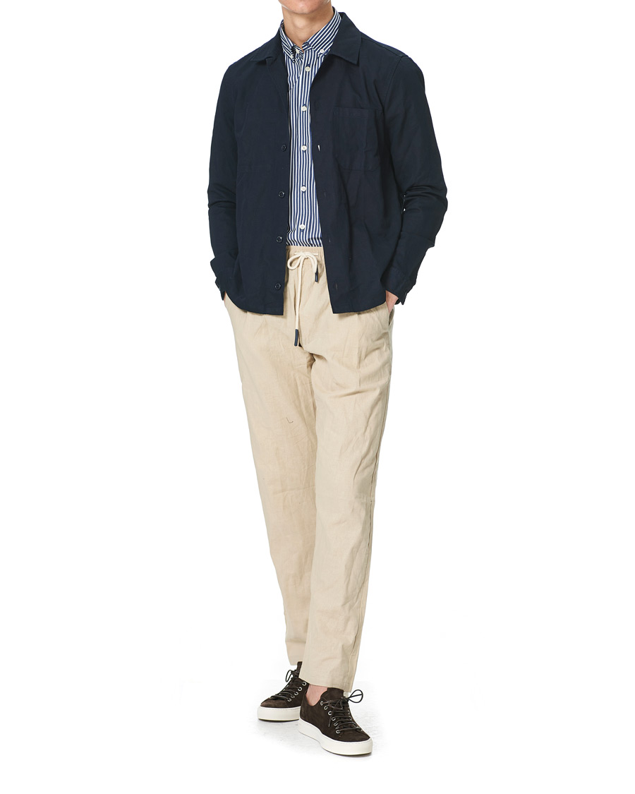 Herr | Skjortor | Morris | Poplin Striped Button Down Shirt White/Navy