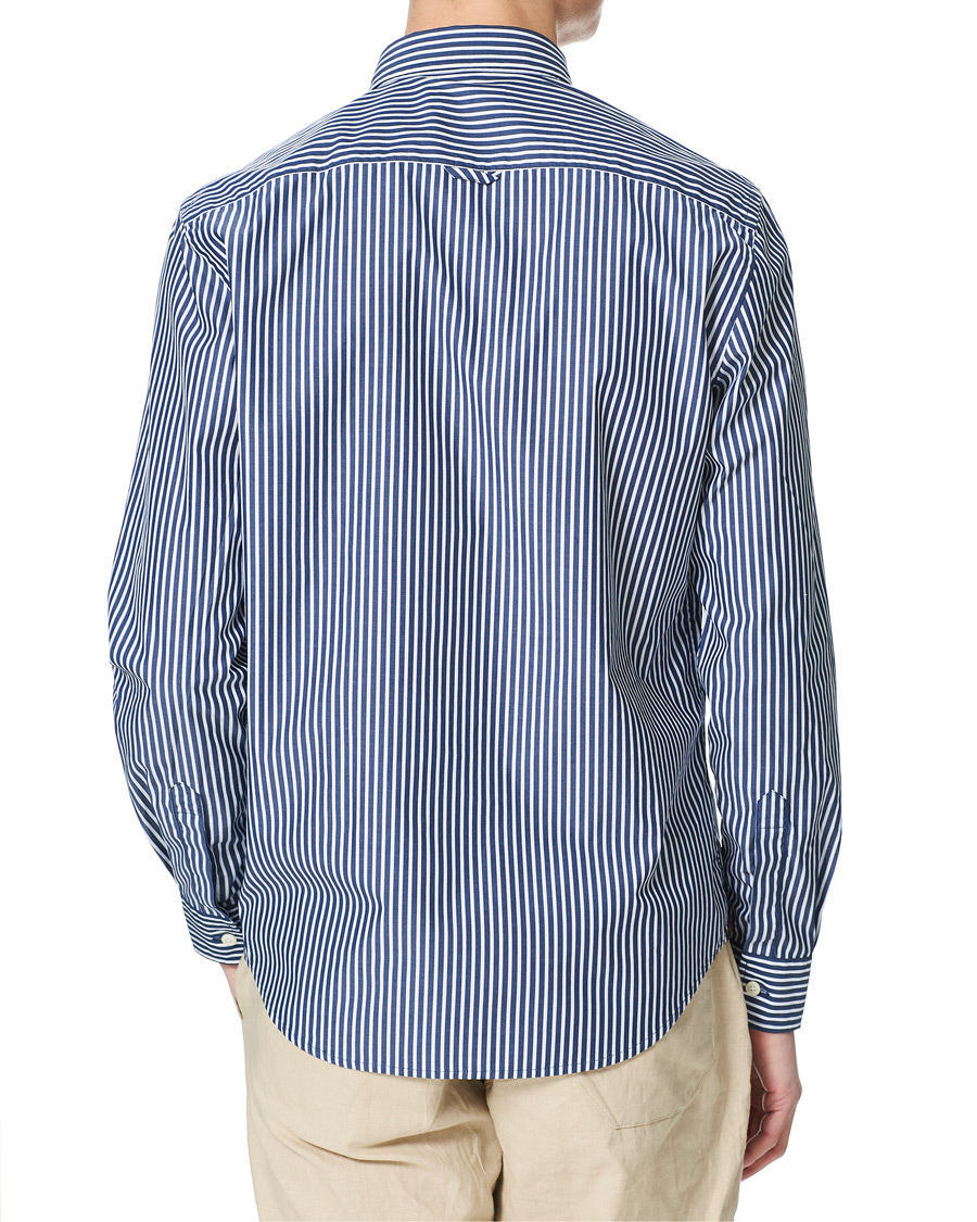 Herr | Skjortor | Morris | Poplin Striped Button Down Shirt White/Navy