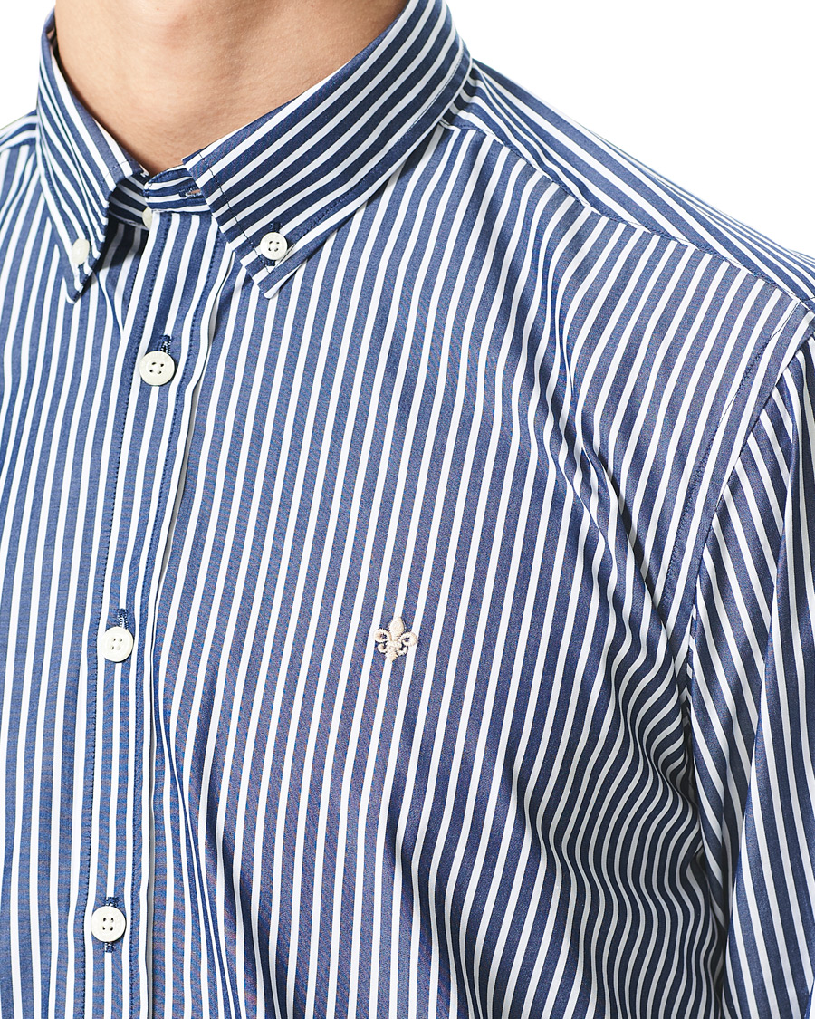 Herr | Skjortor | Morris | Poplin Striped Button Down Shirt White/Navy