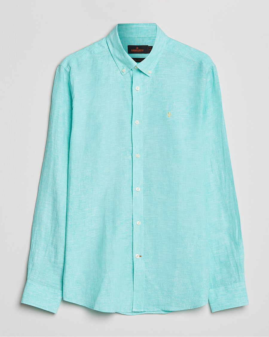 Herr | Skjortor | Morris | Douglas Linen Shirt Aqua Green