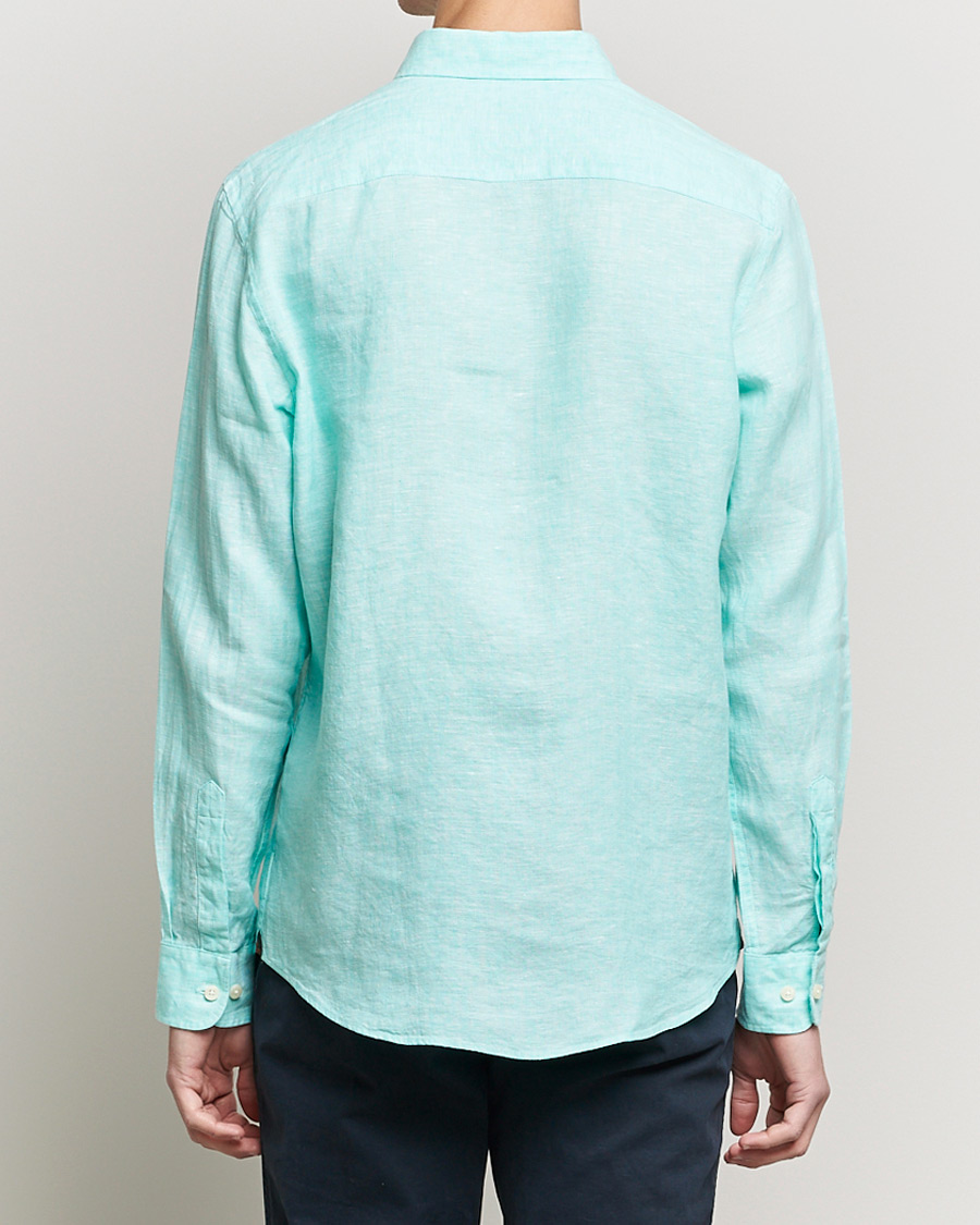 Herr | Skjortor | Morris | Douglas Linen Shirt Aqua Green