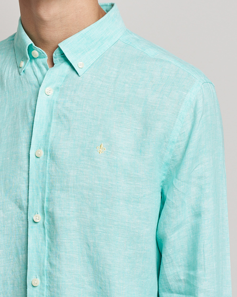 Herr | Skjortor | Morris | Douglas Linen Shirt Aqua Green