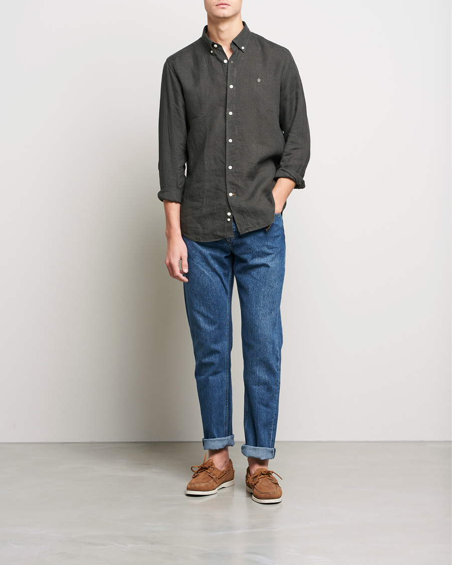 Herr | Skjortor | Morris | Douglas Linen Shirt Moss Green