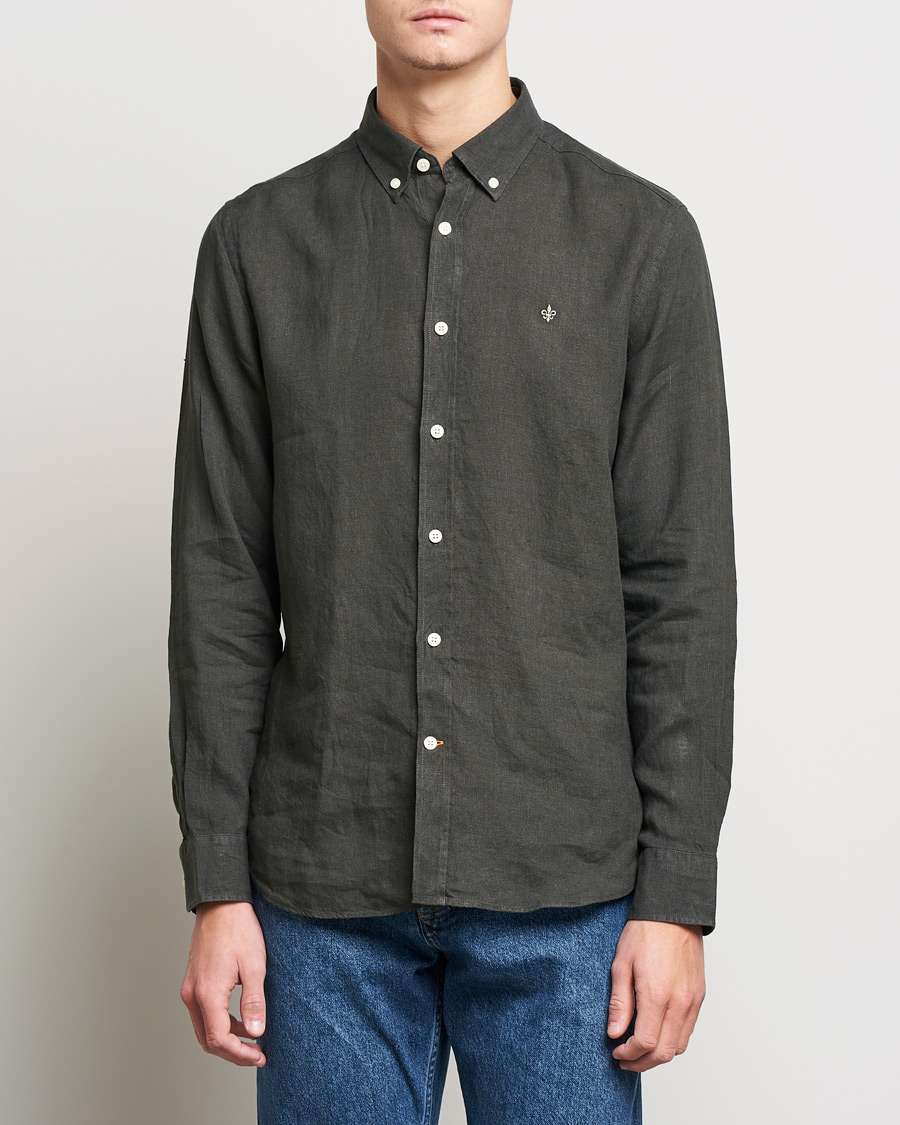 Herr | Skjortor | Morris | Douglas Linen Shirt Moss Green