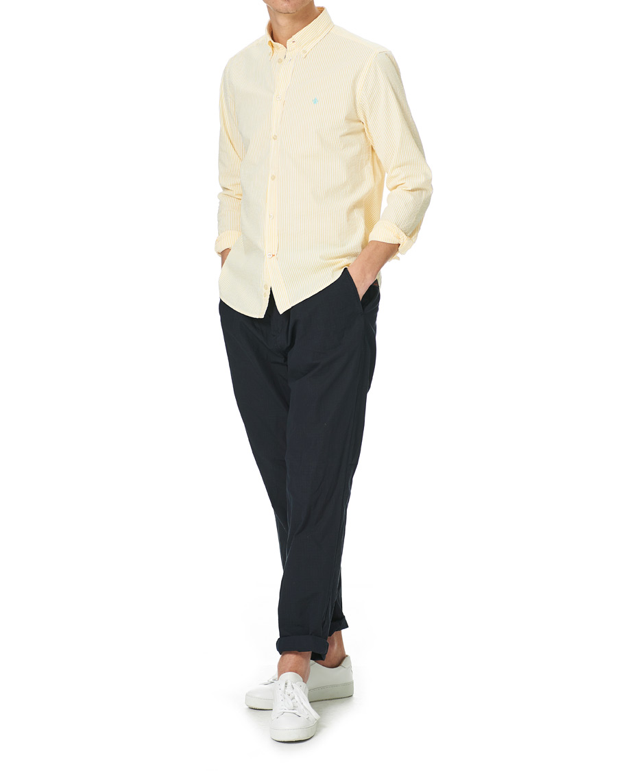 Herr | Skjortor | Morris | Seersucker Striped Button Down Shirt Yellow