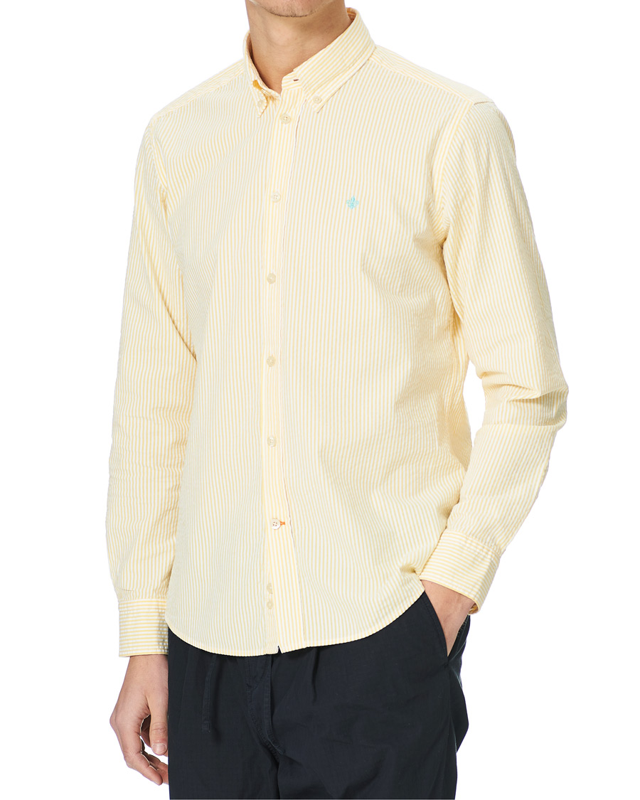 Herr | Skjortor | Morris | Seersucker Striped Button Down Shirt Yellow