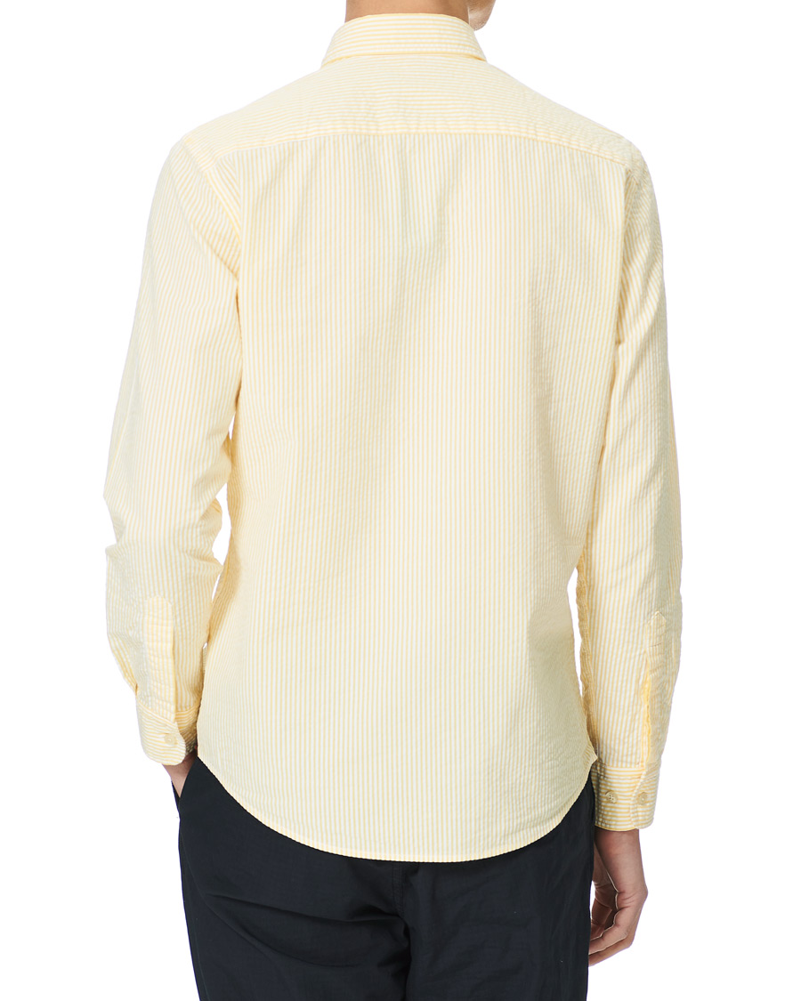 Herr | Skjortor | Morris | Seersucker Striped Button Down Shirt Yellow